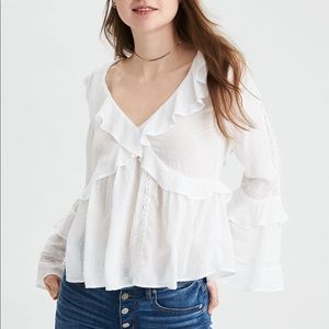 AEO long sleeve ruffle blouse